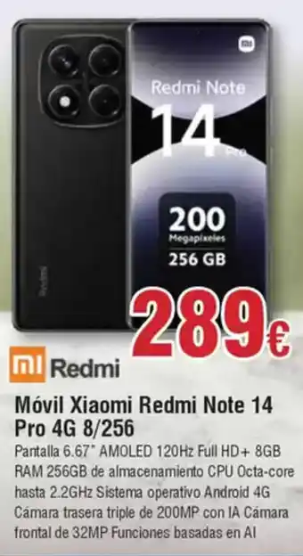 FROIZ REDMI Móvil Xiaomi Redmi Note 14 Pro 4G 8/256 oferta