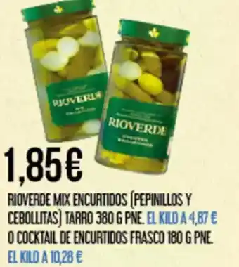 Claudio RIOVERDE Mix encurtidos (pepinillos y cebollitas) tarro o cocktail de encurtidos frasco oferta