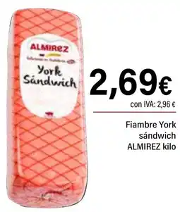 Cash Ifa ALMIREZ Fiambre York sándwich oferta