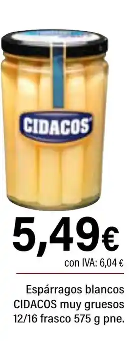 Cash Ifa CIDACOS Espárragos blancos muy gruesos 12/16 frasco oferta