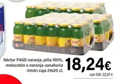 Cash Ifa PAGO Néctar naranja, piña 100%, melocotón o naranja-zanahoria -limón caja oferta