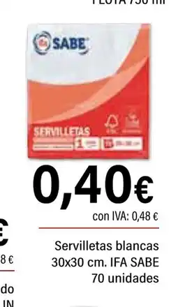 Cash Ifa IFA SABE Servilletas blancas oferta