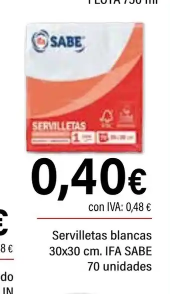 Cash Ifa IFA SABE Servilletas blancas oferta