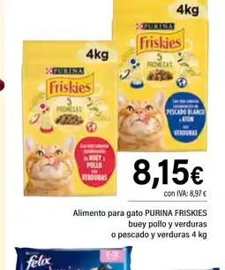 Cash Ifa PURINA FRISKIES Alimento para gato buey pollo y verduras oferta