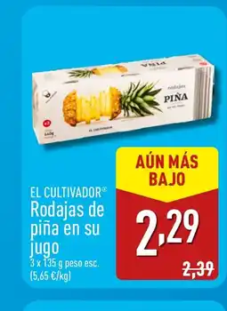 ALDI EL CULTIVADOR Rodajas de piña en su Jugo oferta