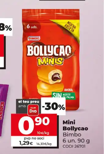 Dia Bimbo Mini Bollycao 6 un. 90g oferta