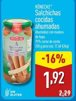 ALDI KÖNECKE Salchichas cocidas ahumadas oferta