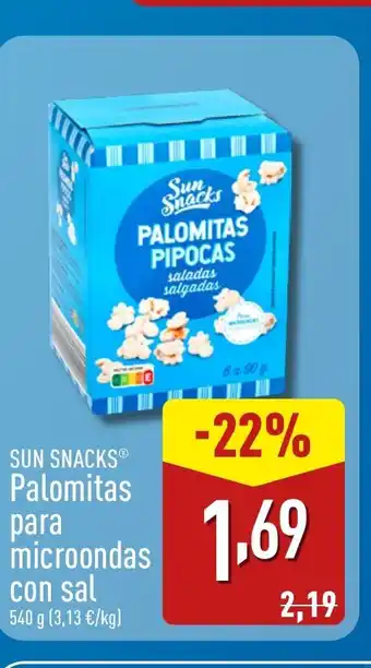 ALDI SUN SNACKS Palomitas para microondas con sal oferta