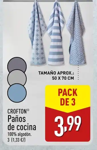 ALDI CROFTON Paños de cocina 100% algodón oferta