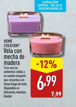 ALDI HOME CREATION Vela con mecha de madera oferta