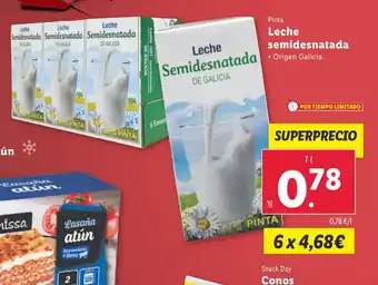 Lidl PINTA Leche semidesnatada oferta