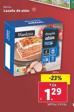 Lidl MONISSA Lasaña atún oferta