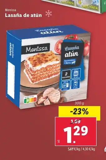 Lidl MONISSA Lasaña atún oferta