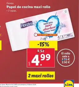 Lidl FLORALYS Papel de cocina maxi rollo oferta