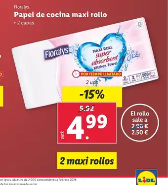 Lidl FLORALYS Papel de cocina maxi rollo oferta