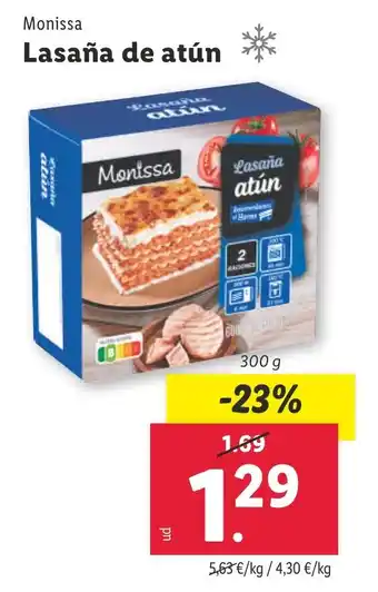 Lidl MONISSA Lasaña de atún oferta