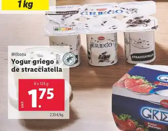 Lidl MILBONA Yogur griego de stracciatella oferta