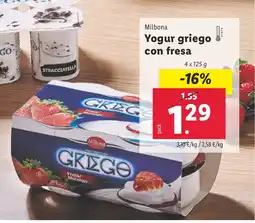 Lidl MILBONA Yogur griego con fresa oferta