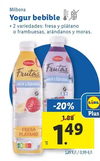 Lidl MILBONA Yogur bebible oferta