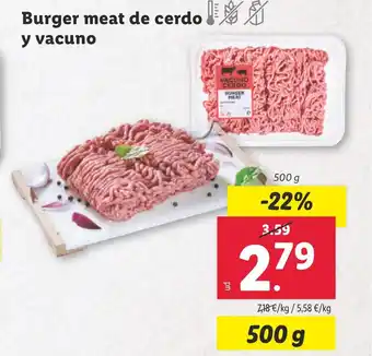 Lidl Burger meat de cerdo y vacuno oferta