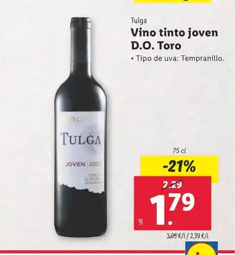 Lidl Vino tinto joven D.O. Toro oferta