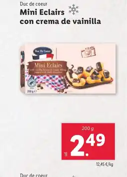 Lidl DUC DE COEUR Mini Eclairs con crema de vainilla oferta