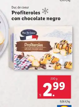 Lidl DUC DE COEUR Profiteroles con chocolate negro oferta