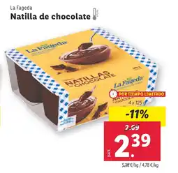 Lidl LA FAGEDA Natilla de chocolate oferta