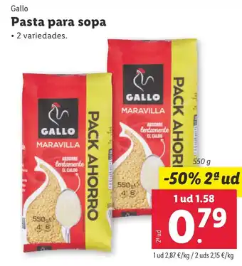 Lidl GALLO Pasta para sopa oferta