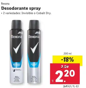 Lidl REXONA Desodorante spray oferta