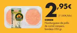 Supermercados Lupa COREN Hamburguesa de pollo de corral campero, bandeja oferta