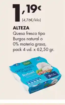 Supermercados Lupa ALTEZA Queso fresco tipo Burgos natural o 0% materia grasa oferta