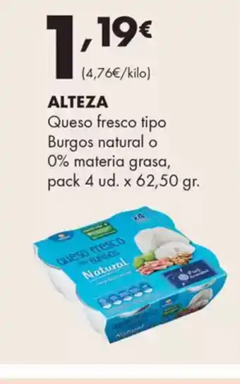 Supermercados Lupa ALTEZA Queso fresco tipo Burgos natural o 0% materia grasa oferta