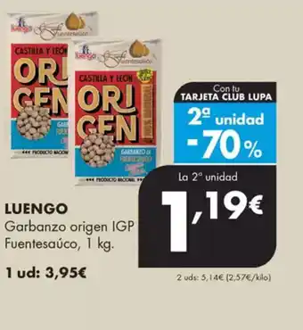 Supermercados Lupa LUENGO Garbanzo origen IGP Fuentesaúco oferta