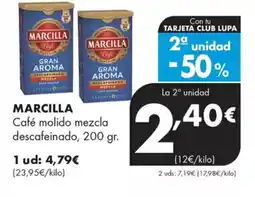 Supermercados Lupa MARCILLA Café molido mezcla descafeinado oferta