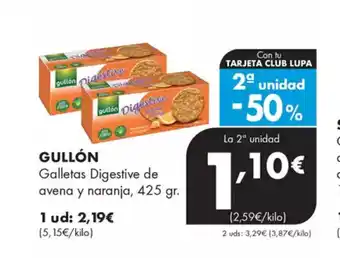 Supermercados Lupa GULLÓN Galletas Digestive de avena y naranja oferta