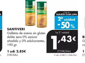 Supermercados Lupa SANTIVERI Galletas de avena sin gluten doble zero 0% azúcar oferta