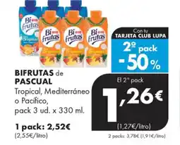 Supermercados Lupa BIFRUTAS de PASCUAL Tropical, Mediterráneo o Pacífico oferta