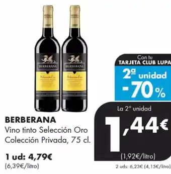 Supermercados Lupa BERBERANA Vino tinto Selección Oro Colección Privada oferta