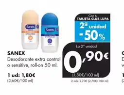 Supermercados Lupa SANEX Desodorante extra control oferta