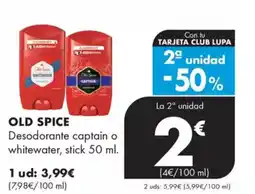 Supermercados Lupa OLD SPICE Desodorante captain o whitewater, stick oferta