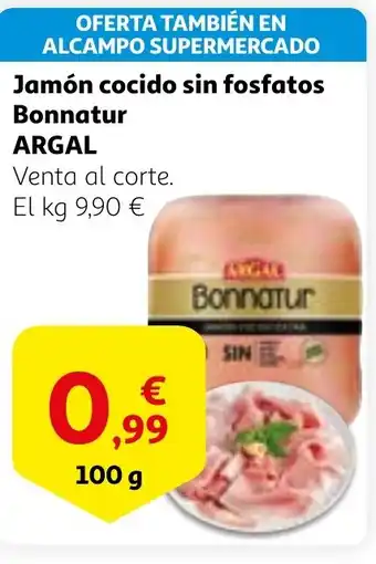 Alcampo ARGAL Jamón cocido sin fosfatos Bonnatur oferta