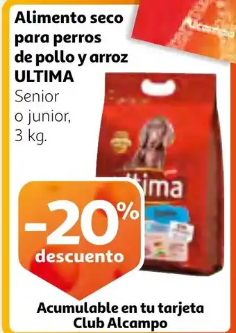 Alcampo ULTIMA Alimento seco para perros de pollo y arroz oferta