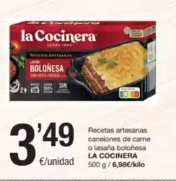 SPAR Fragadis LA COCINERA Recetas artesanas canelones de came o lasaña boloñesa oferta