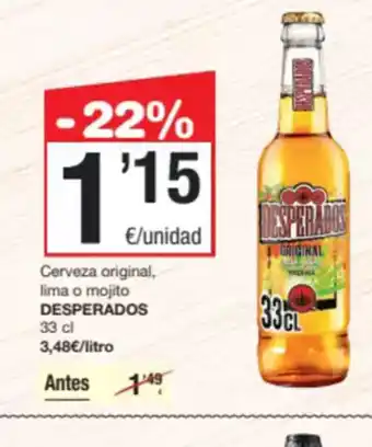 SPAR Fragadis DESPERADOS Cerveza original, lima o mojito oferta