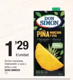 SPAR Fragadis DON SIMON Zumo manzana, melocotón y uva o piña y uva oferta