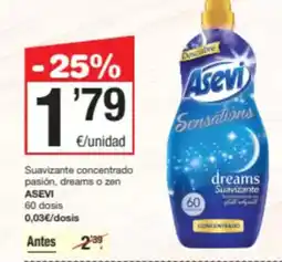 SPAR Fragadis ASEVI Suavizante concentrado pasión, dreams o zen oferta