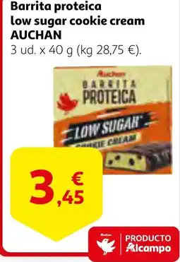 Alcampo AUCHAN Barrita proteica low sugar cookie cream oferta