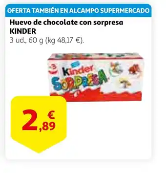 Alcampo KINDER Huevo de chocolate con sorpresa oferta