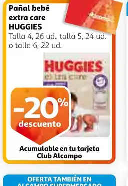 Alcampo HUGGIES Pañal bebé extra care oferta